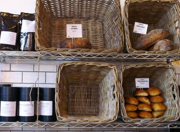 daily bread baskets with subway tile background